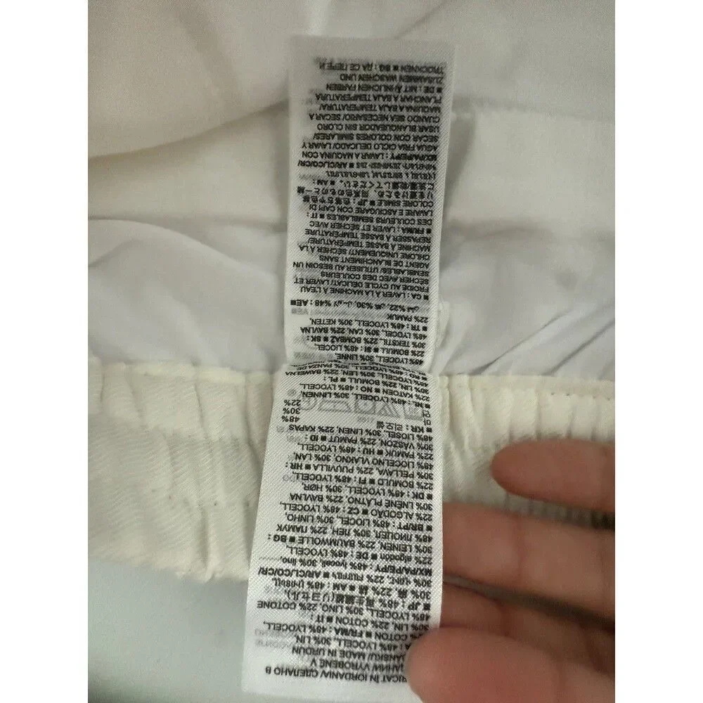 Banana Republic Pants Large White Womens Linen Blend Pull On Lagenlook NWOT